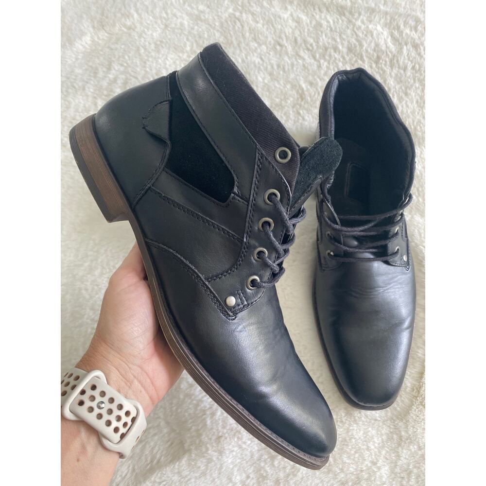 Restoration Vince Black Faux Leather Suede Lace‎ Up Low Boot Men’s Sz 10